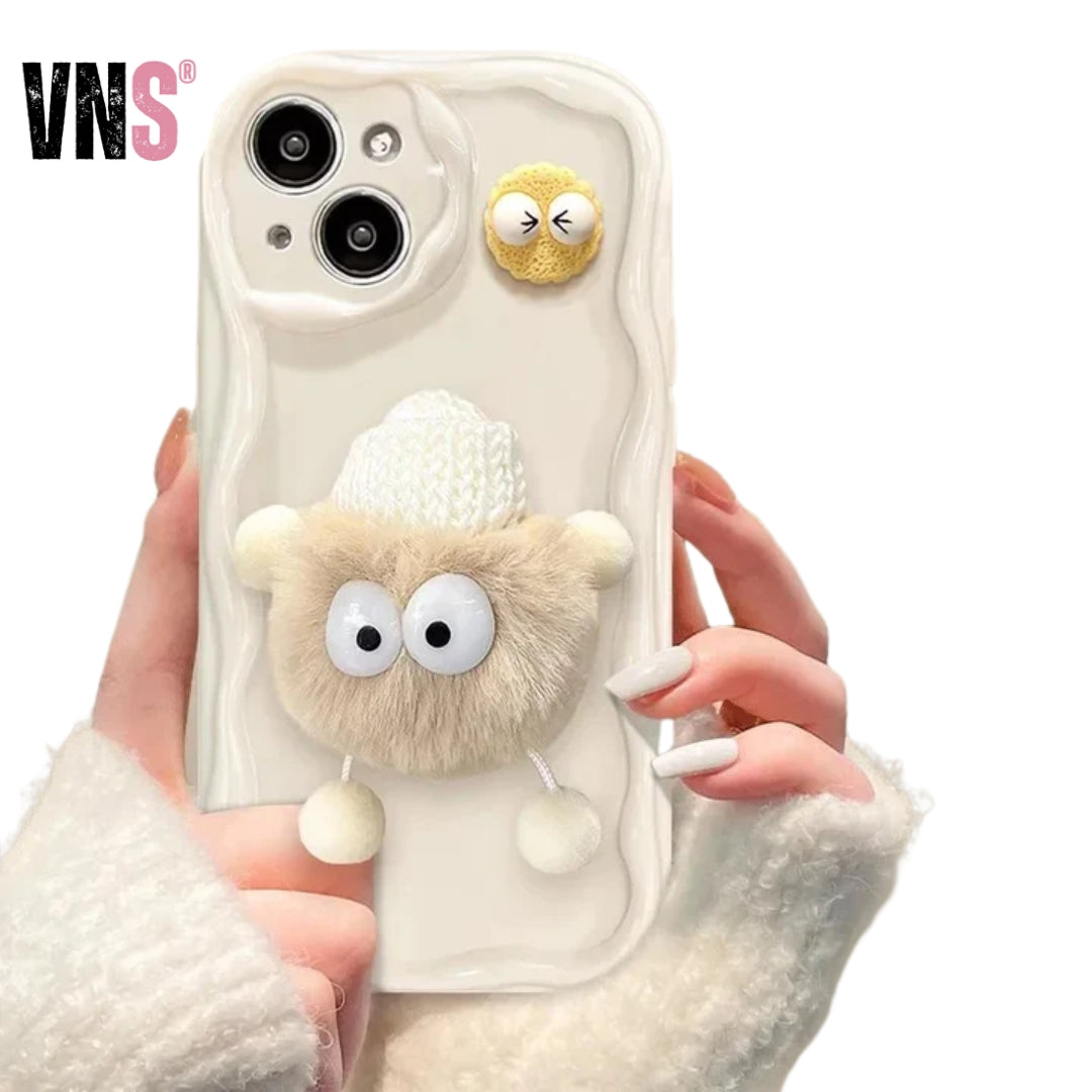 3D Fluffy Plush Briquettes Phone Case For Samsung Galaxy A54 A34 A24 A14 A13 A53 A33 A73 A23 A52 A52S A32 A22 A12 A51 A71 Cover