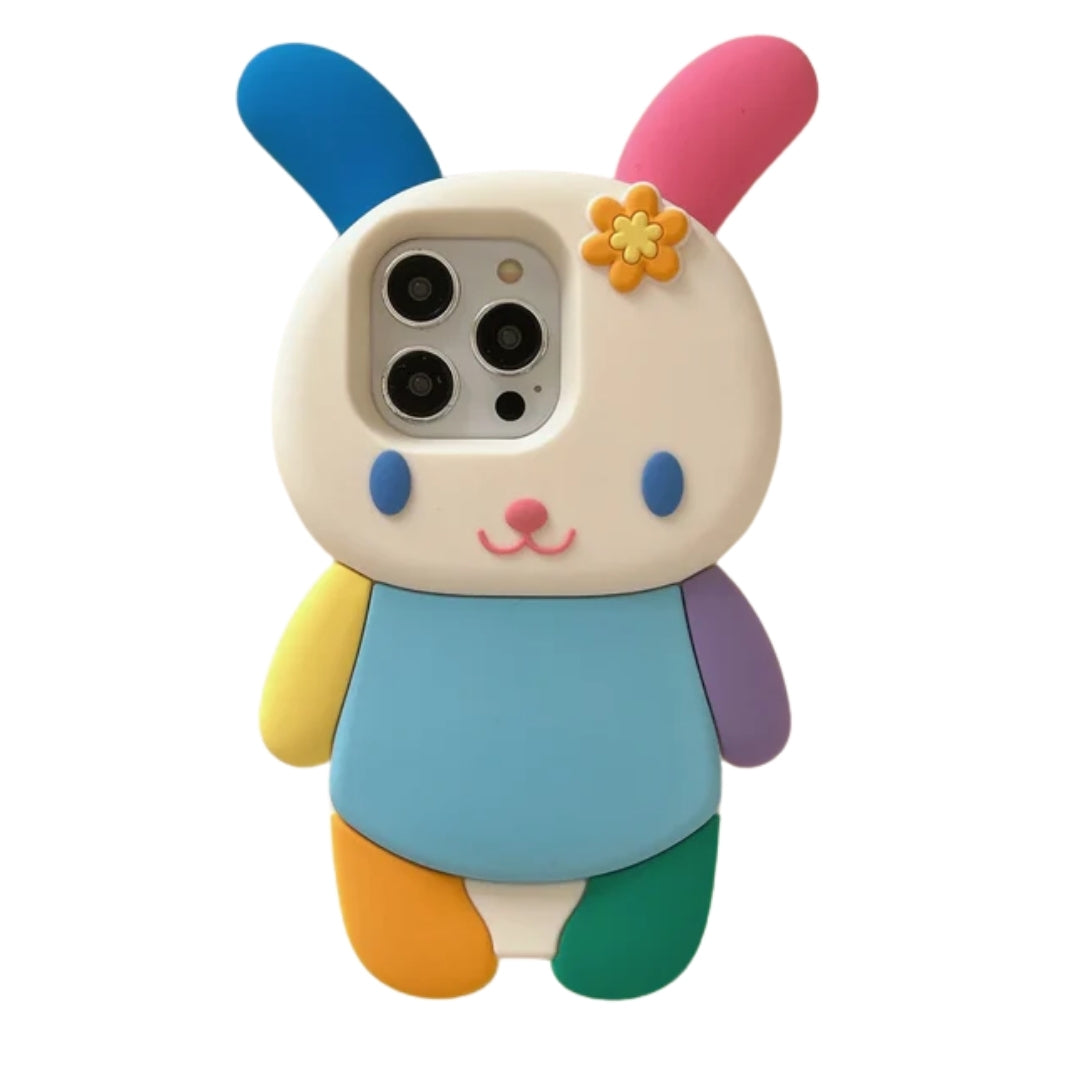 Cute Cartoon 3D rabbit Phone Case for IPhone 16 15 14 13 12Pro Max Plus Shockproof Silicone Soft High Quality Back Cover