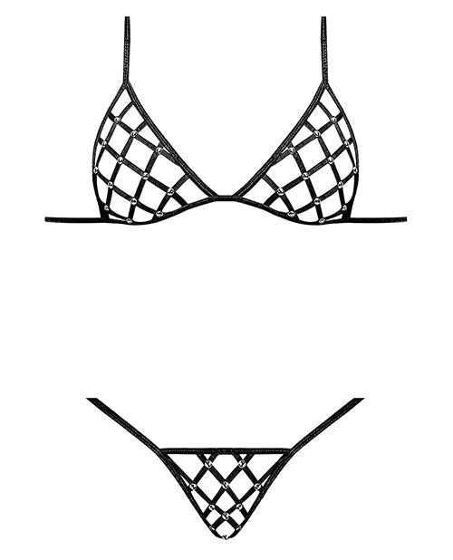 Lust Orthia Criss Cross Bra & G-String Black S/M