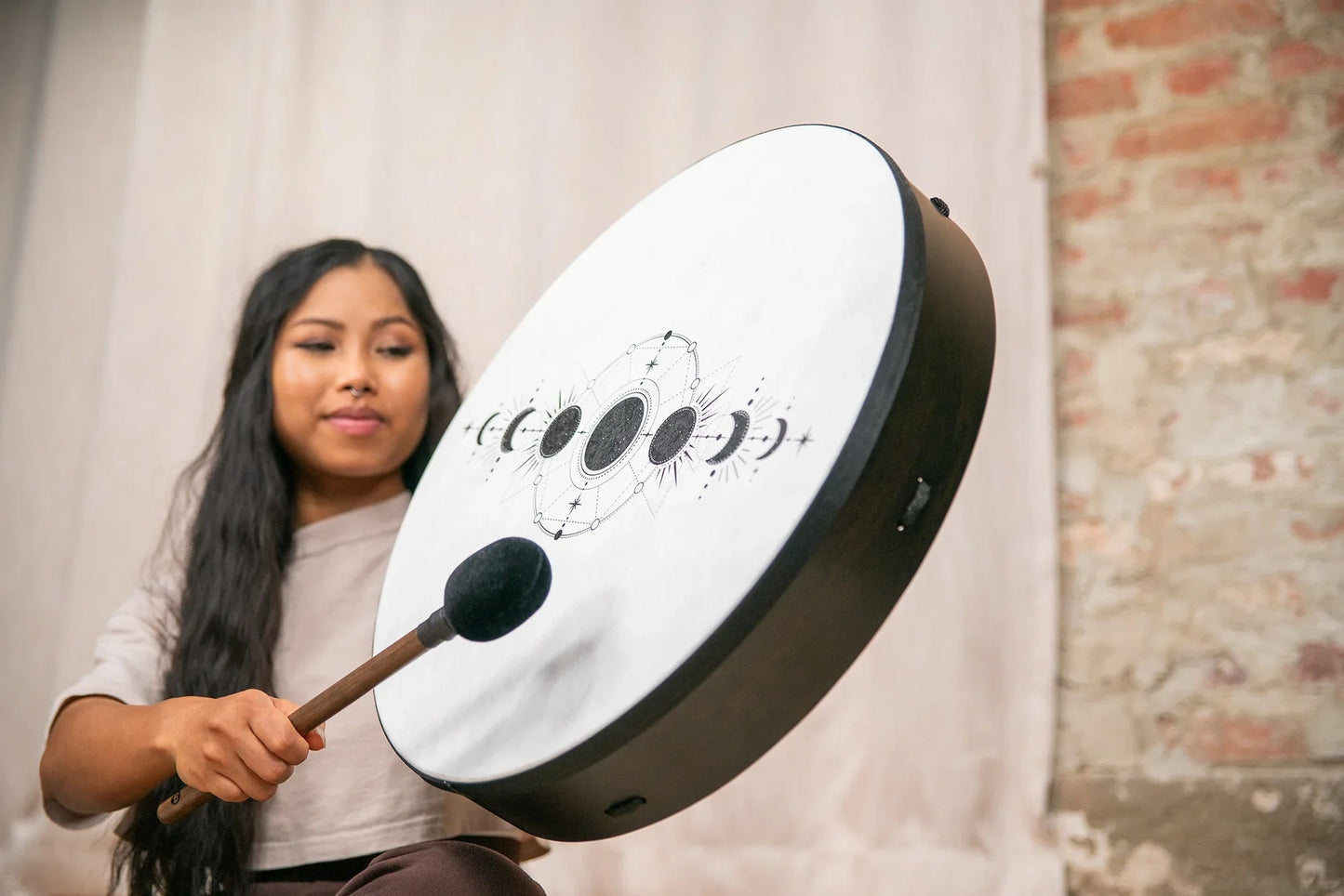 20" Ritual Drum, Moon Phases, True Feel Synthetic Head