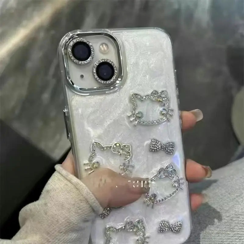 Anime Diamond Three-dimensional Chain Phone Case for IPhone 11 12 13 14 15 Pro Max Plus 16Pro Shockproof Cover Gifts