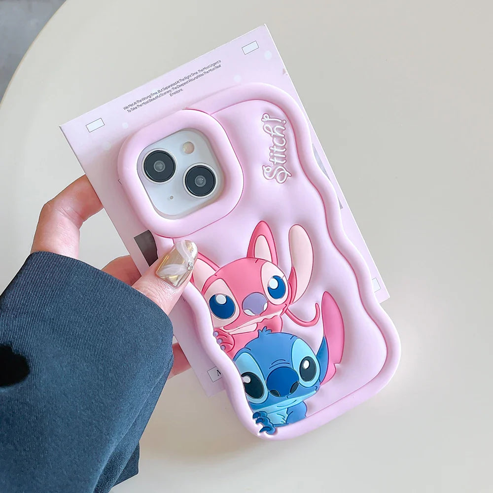 Case for iPhone X XS XR 11 12 13 Pro 14 Plus 15 Pro Max 3D Cartoon Silicon Wave Side Soft Phone Case