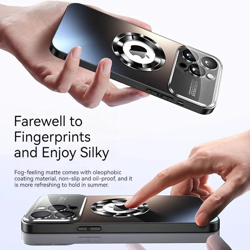 Fashionable Large Window Magnetic Phone Case,For iPhone 16 15 14 13 Pro Max, With Lens Protector,Magsafe Wireless Charging Case