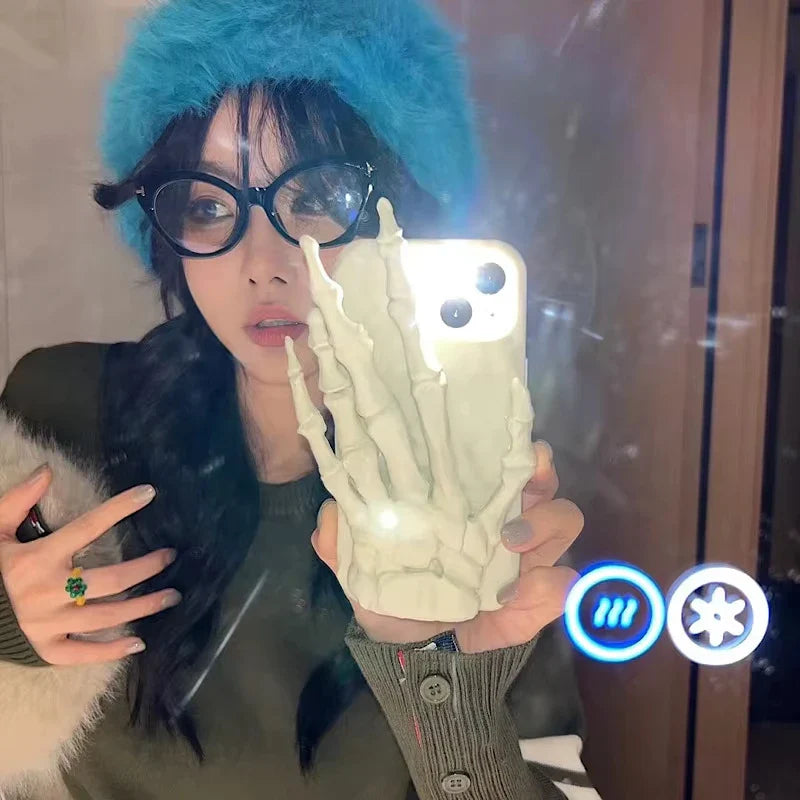 3D Silicone Phone Case for IPhone 16 15 14 13 11 12 Pro Max Shockproof Silicone Funny Skeleton Hand Halloween Soft Back Cover