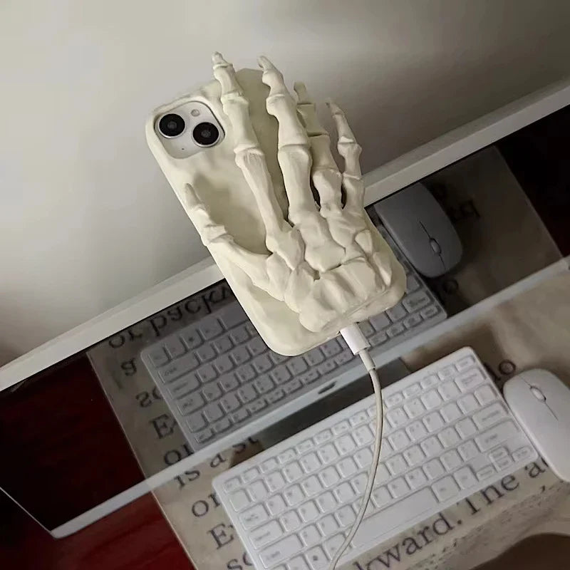 3D Silicone Phone Case for IPhone 16 15 14 13 11 12 Pro Max Shockproof Silicone Funny Skeleton Hand Halloween Soft Back Cover