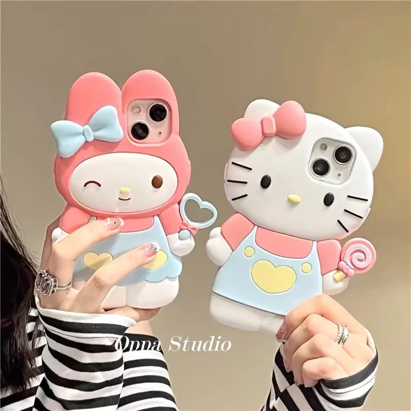 For iPhone 15 Plus 14 Pro Max 12 11 13 Pro X XS XR 12 Max 3D Family Cartoon Silicon Soft Phone Case